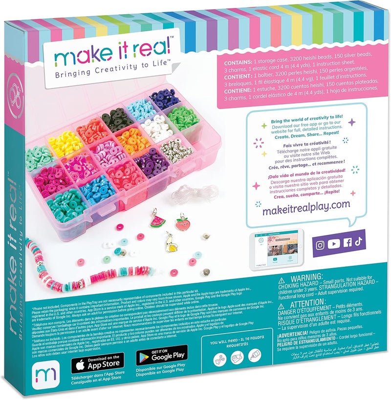Make It Real Heishi Beads Making Kit Silver Charms and Storage Box - Ideal for Friendship Bracelets - Image 2